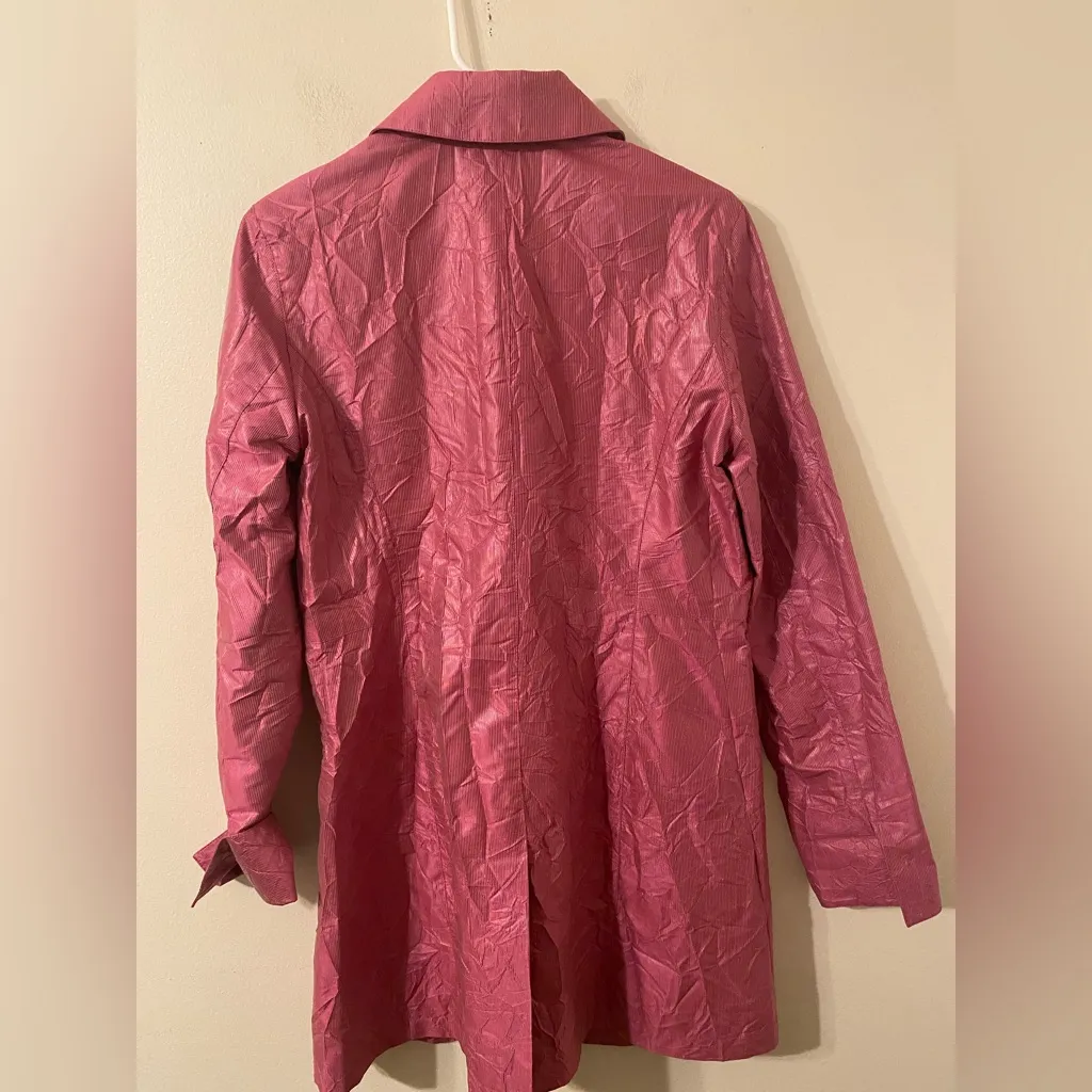 Women’s Mycra Pac One Pink Lime Floral Lined Packable Raincoat 93163 Size Medium - Image 2