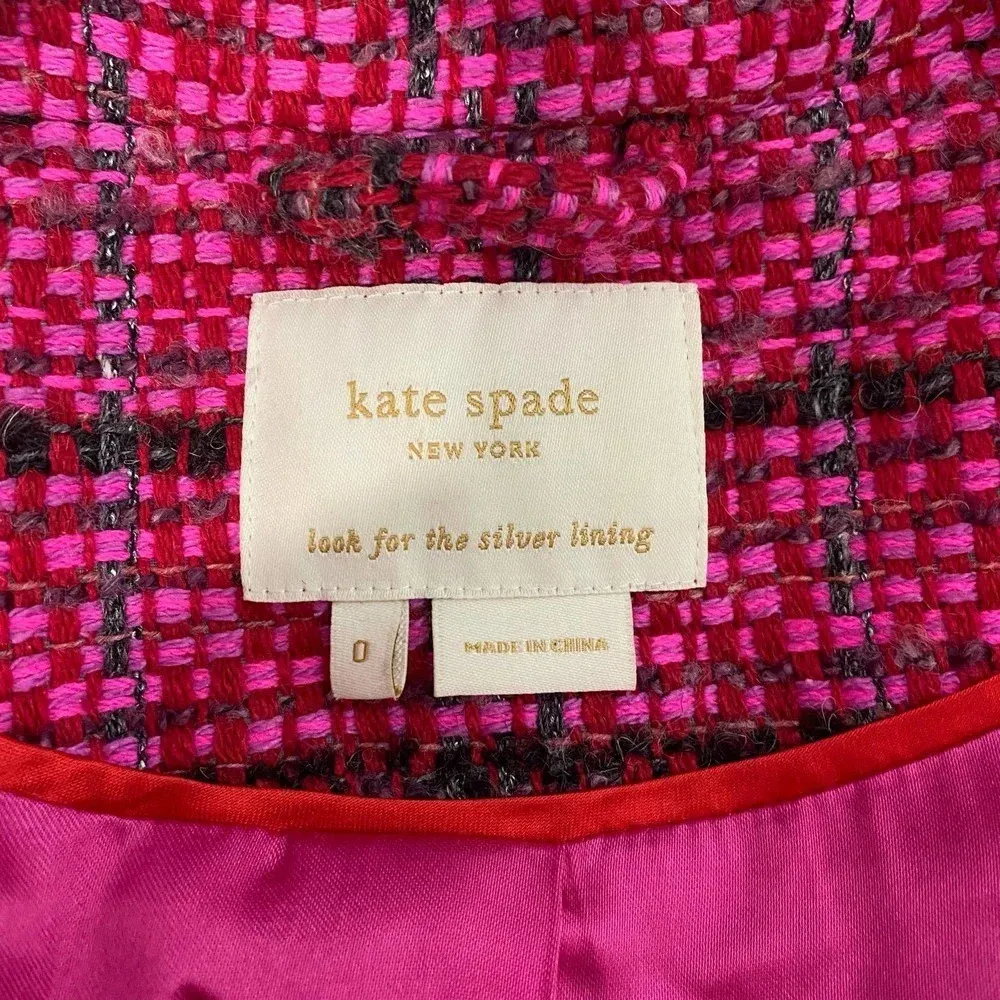 Kate Spade New York Pink Magenta Tweed Blazer‎ - Image 11