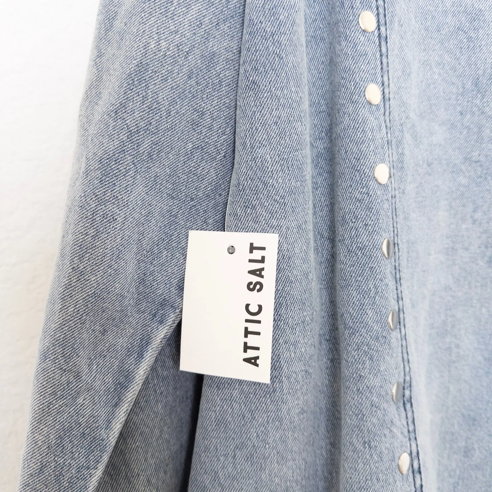 Attic Salt Womens Denim Jacket XXL Blue Studded Moon‎ Oversized Witchy Festival - Image 9