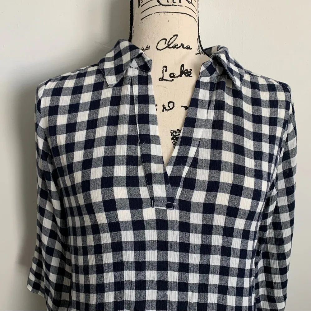 Soft Surroundings Al Fresco Navy White Gingham Tunic Size S - Image 3