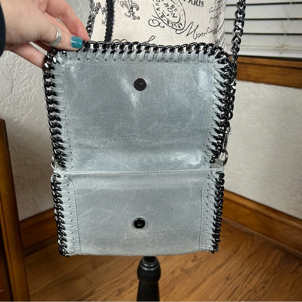 Dorse In Pelle Distressed Metallic Italian Leather Gun Metal Crossbody Silver - Image 5