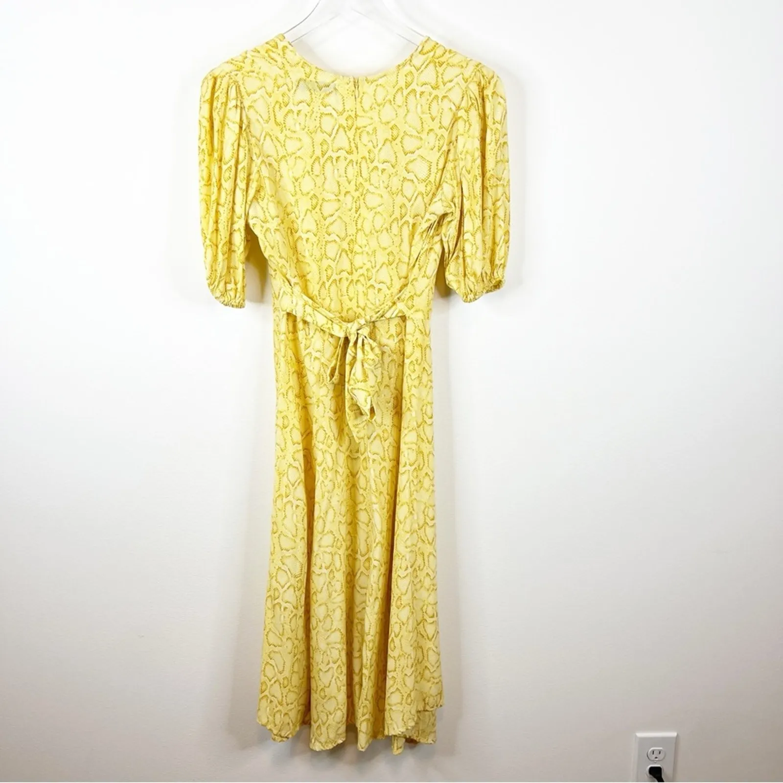Faithfull the Brand Delia Snakeskin A-Line Midi Dress‎ 4 Yellow - Image 4