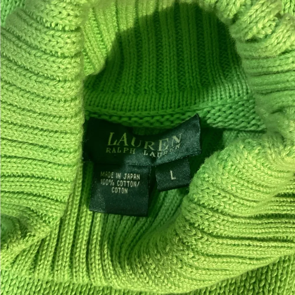 Vintage Lauren Ralph Lauren Green Cowl Turtleneck 3/4 Sleeve Sweater Large - Image 11