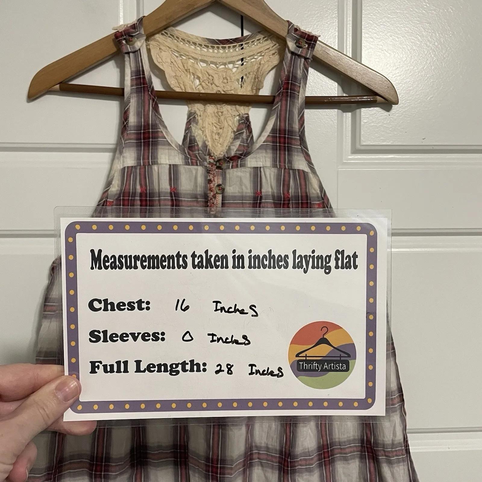 Free People Plaid Crochet Racerback Tank Top Women Size 4 Red White - Image 2