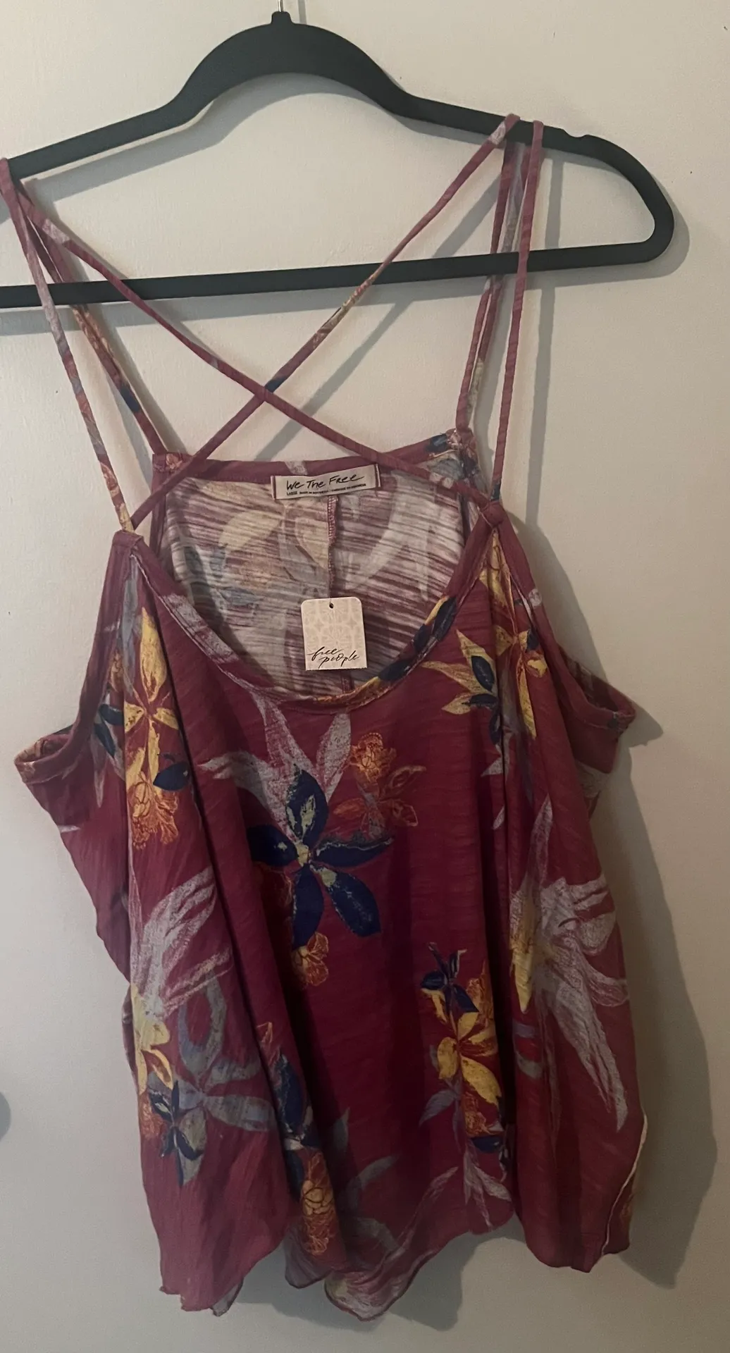 Free People We Are The Free Hey Girl Floral V-Neck Tank Top Size L NWT - Image 3