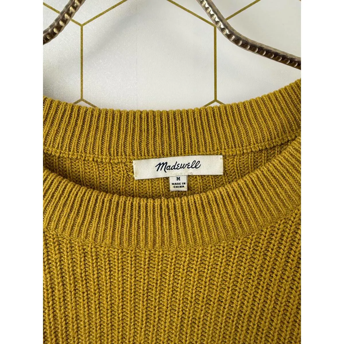 Madewell Deep Mustard Cotton Blend Patch Pocket Pullover Sweater - Size - Medium - Image 5