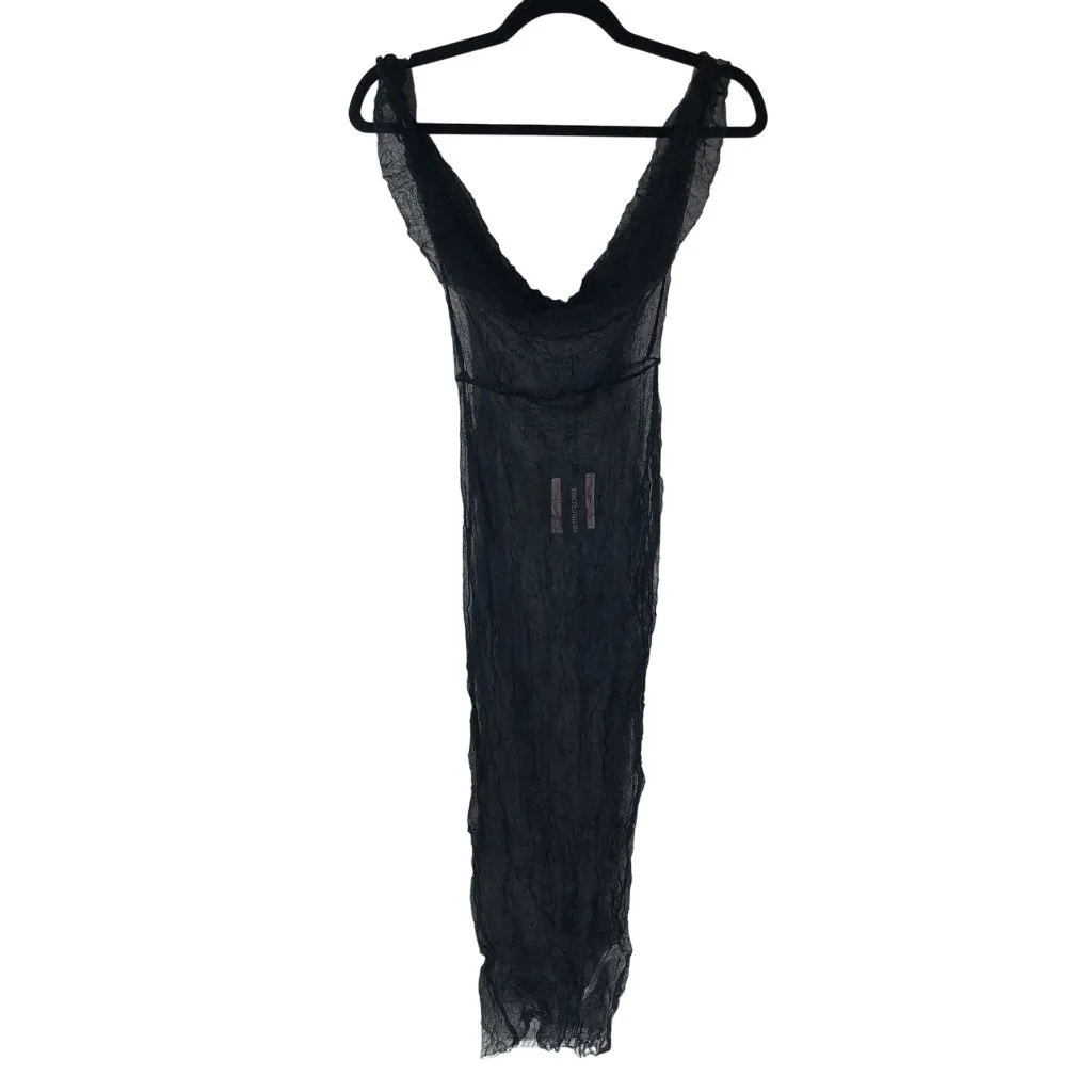 PrettyLittleThing Crushed Mesh Cowl Neck Maxi Beach Dress Sheer Lace Black 0 - Image 3