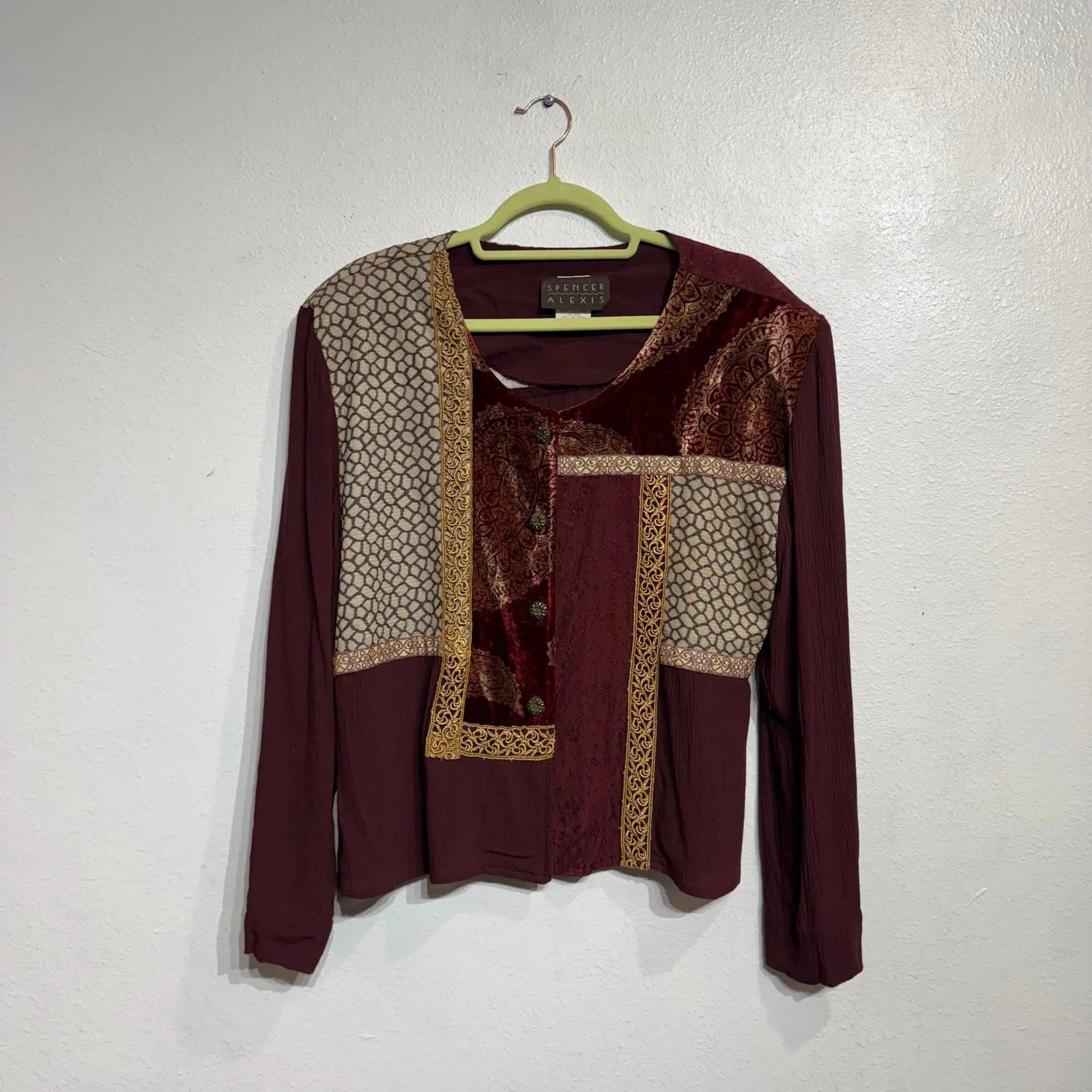 Spencer Alexis Brown Mixed Media Jacket Sz 16 - Image 2