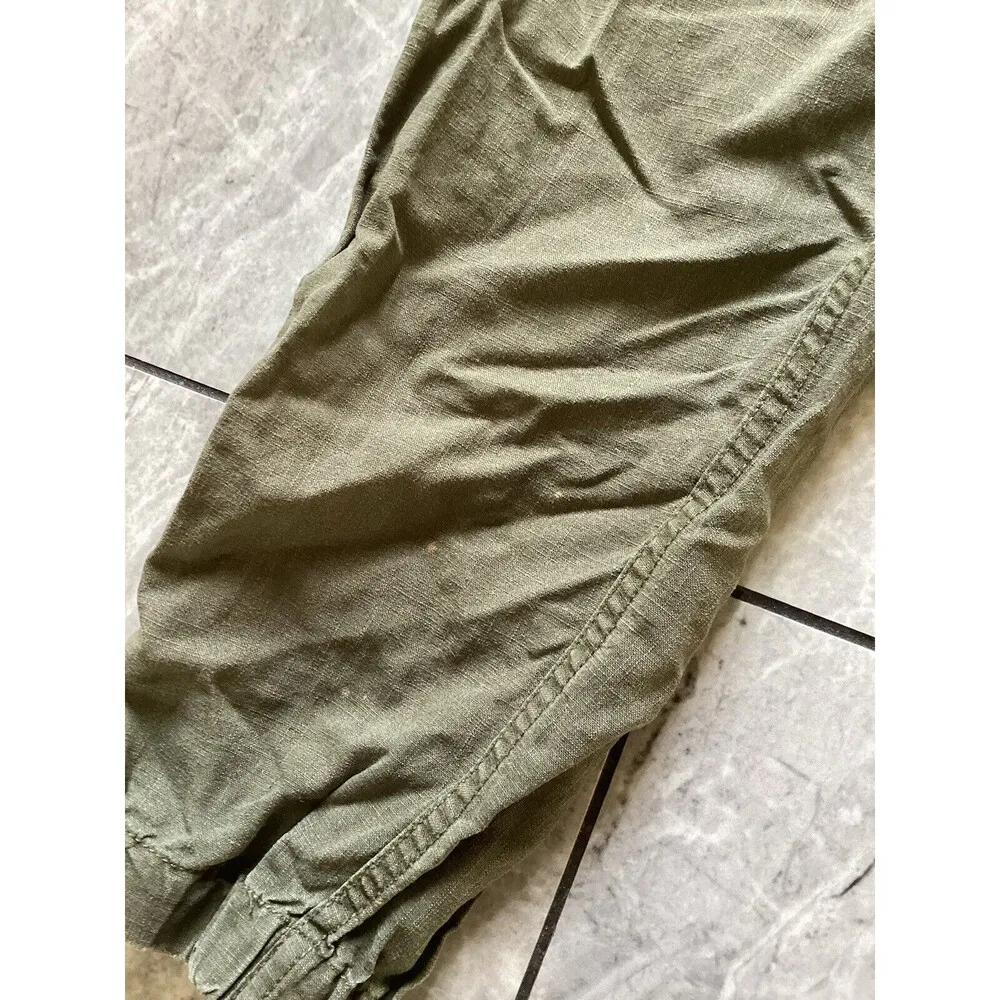 Point Sur Green Linen Blend Elastic Waist Tapered Pants Petite 2 Size 2P - Image 3