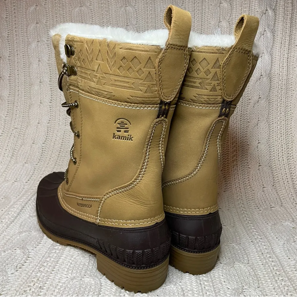 Kamik Siennah Women's Snow Mid Calf Boot in Beige Tan - Image 2