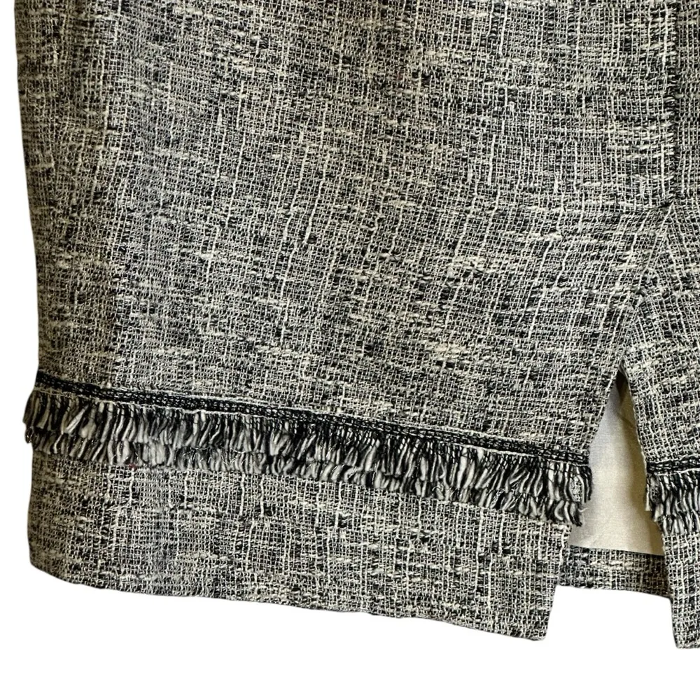 Yoana Baraschi Black White Fringed Pencil Skirt Cotton Linen Blend NYC‎ 4 Career - Image 6