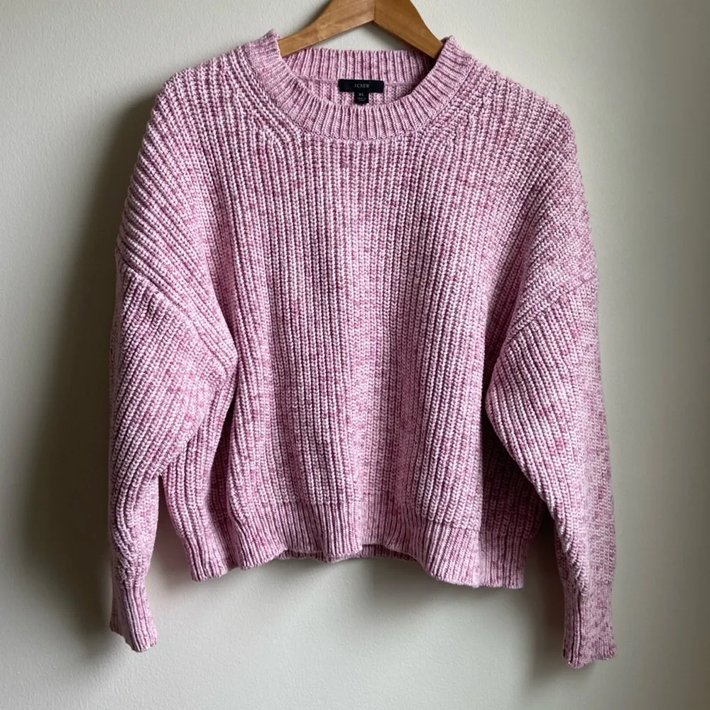 J. Crew Marled cotton-blend crewneck sweater (Sz XL) pink & white - Image 2