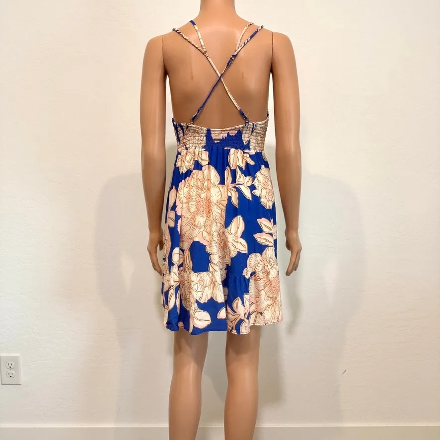 Maaji large blue bouquet Jessy smocked floral sun summer dress D3 3151 - Image 8