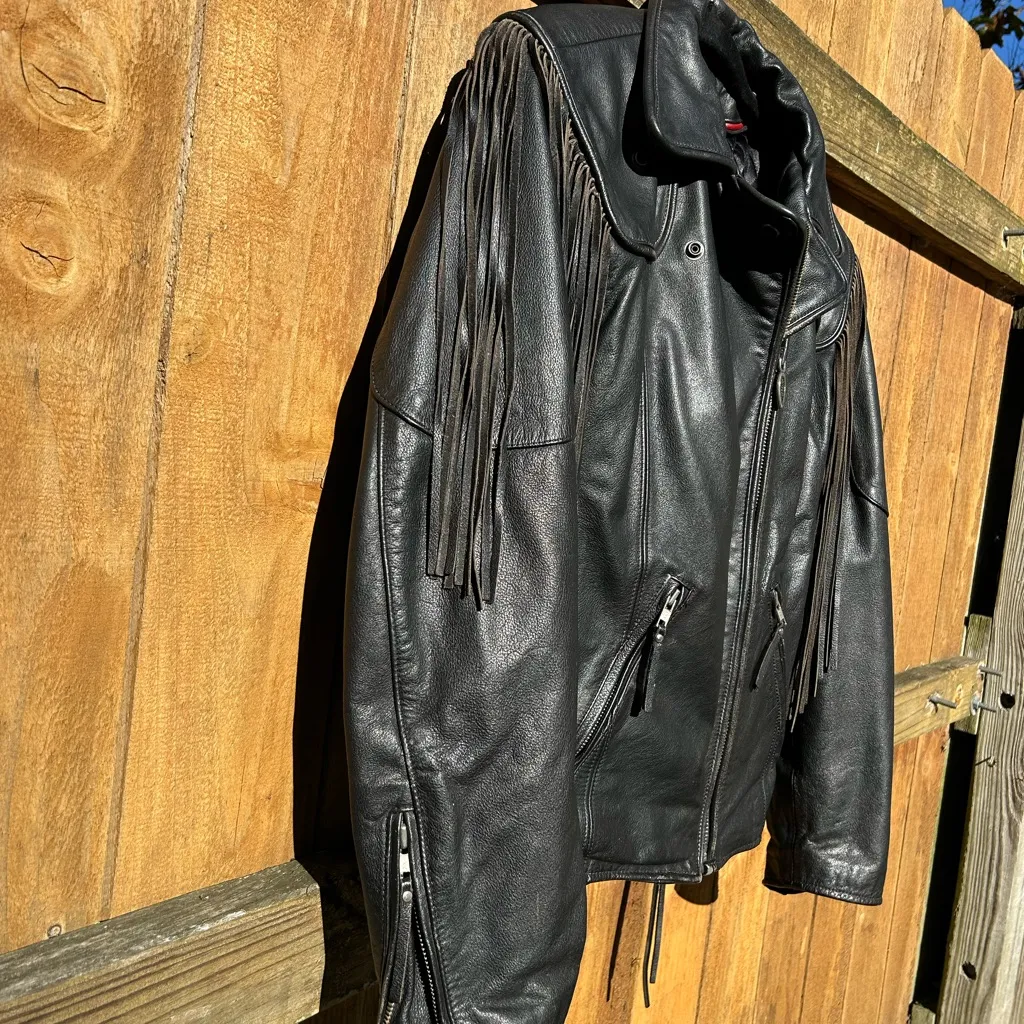 HARLEY DAVIDSON MEDIUM HERITAGE SPRINGER HAWK LEATHER JACKET size womans medium Black - Image 5