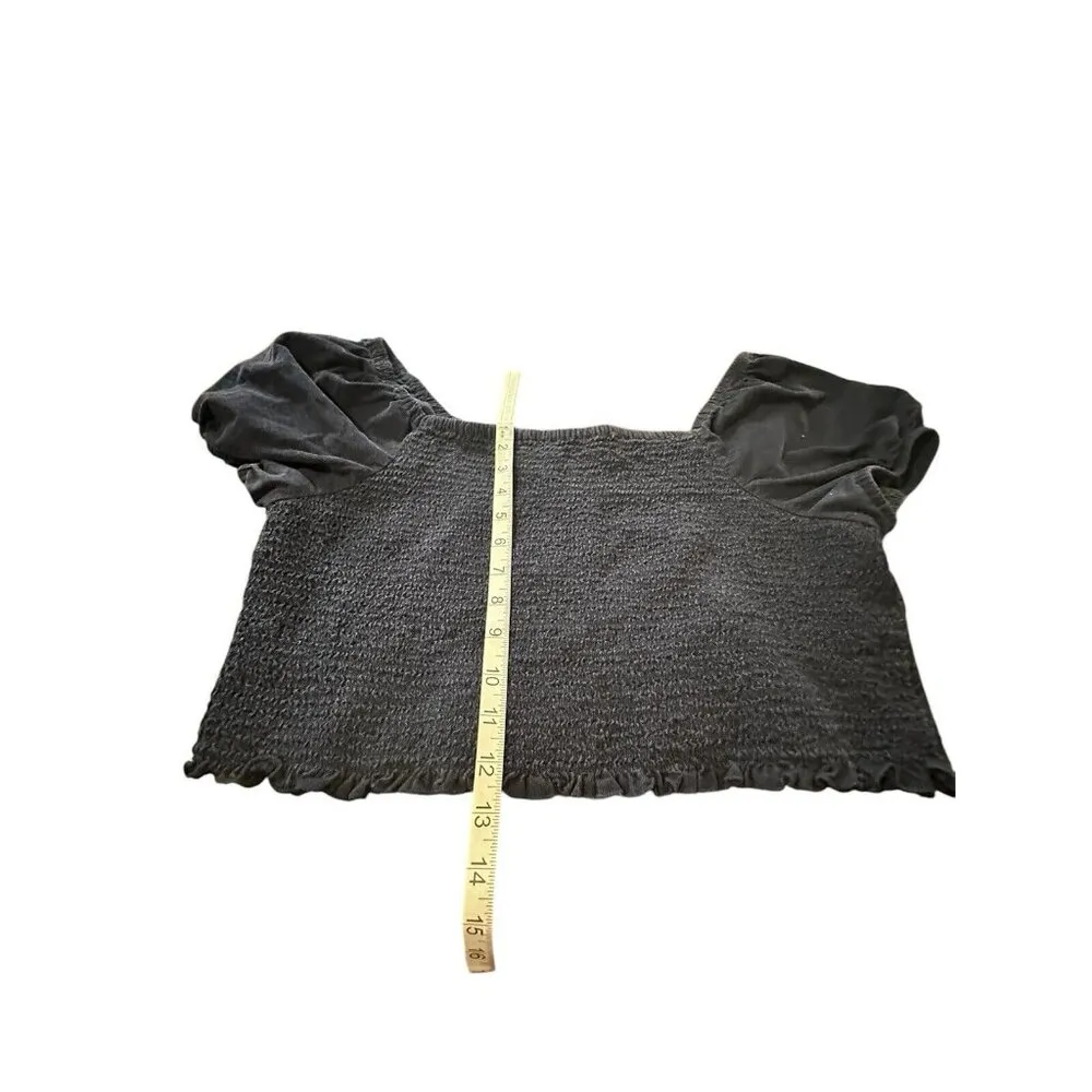 AMERICAN EAGLE Cropped Top Corduroy Short Puffy Sleeve Smocked Size XLL  Grunge - Image 6