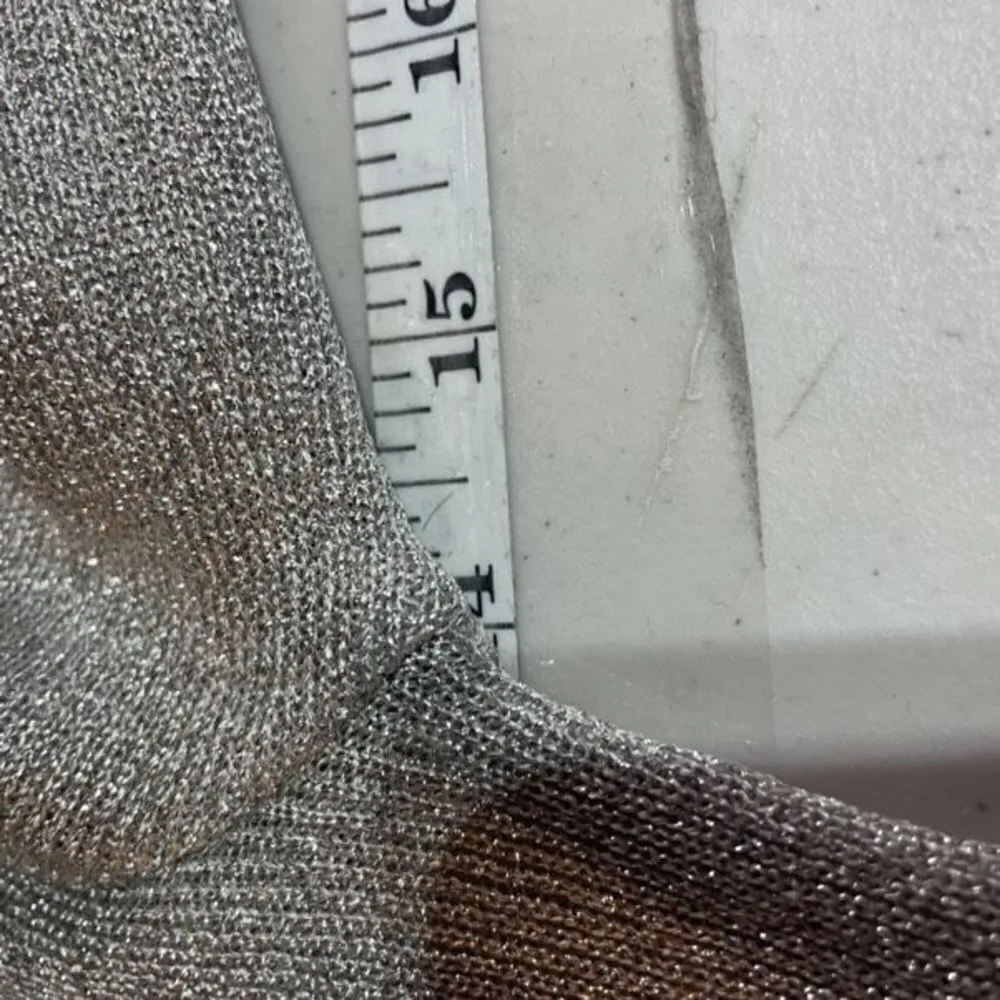 Vintage Herman Geist Womens knit Sweater Metallic Silver Medium shimmer cocktail - Image 5