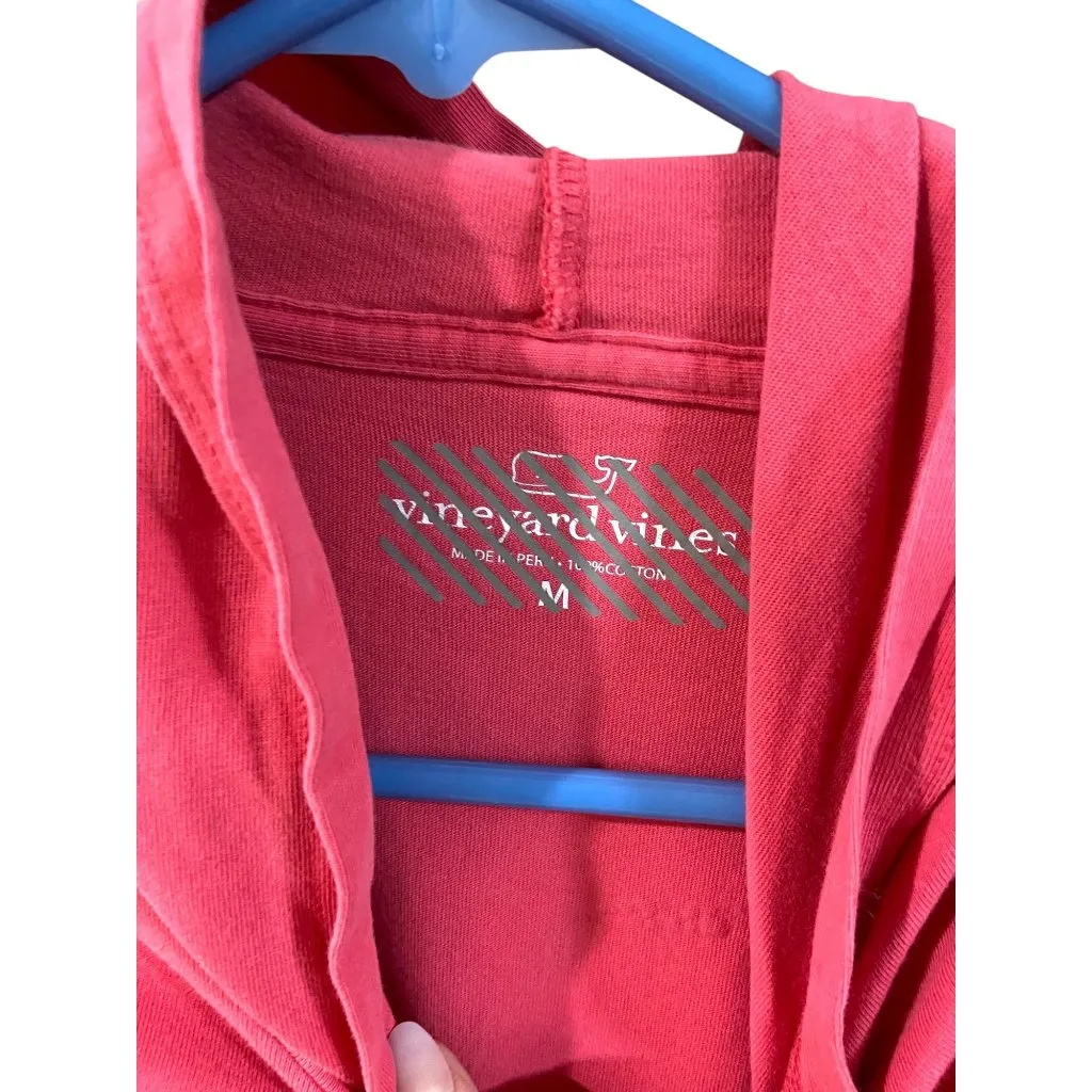 Vineyard Vines Hooded Whale Logo Back Hit Tee Shirt Melon Size M Coastal Casual - Image 2