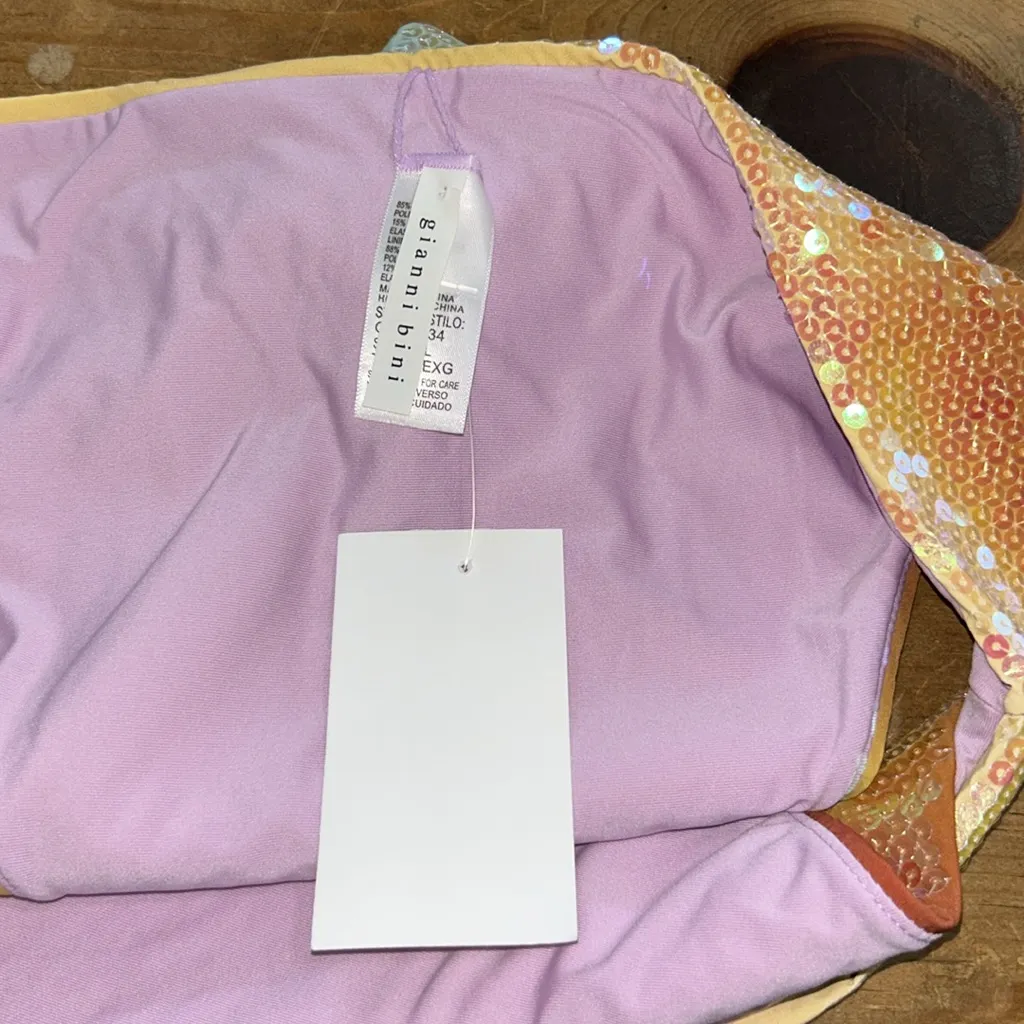 DANNIJO Gianni Bini 1Sequin Bikini Bottom in Yellow and Green Bikini Bottoms XL - Image 6