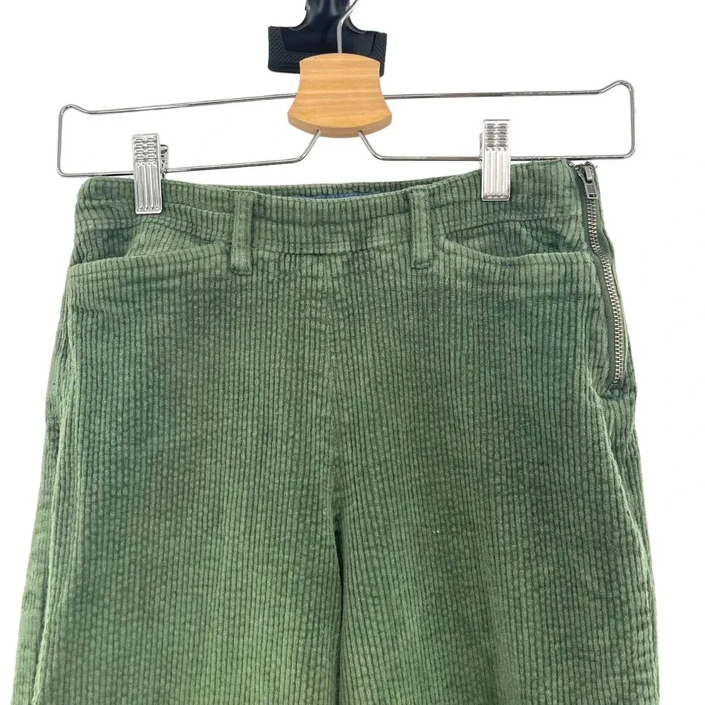 ModCloth The Boulder Wide Leg Corduroy Pants In Olive‎ Green Size 00 - Image 4