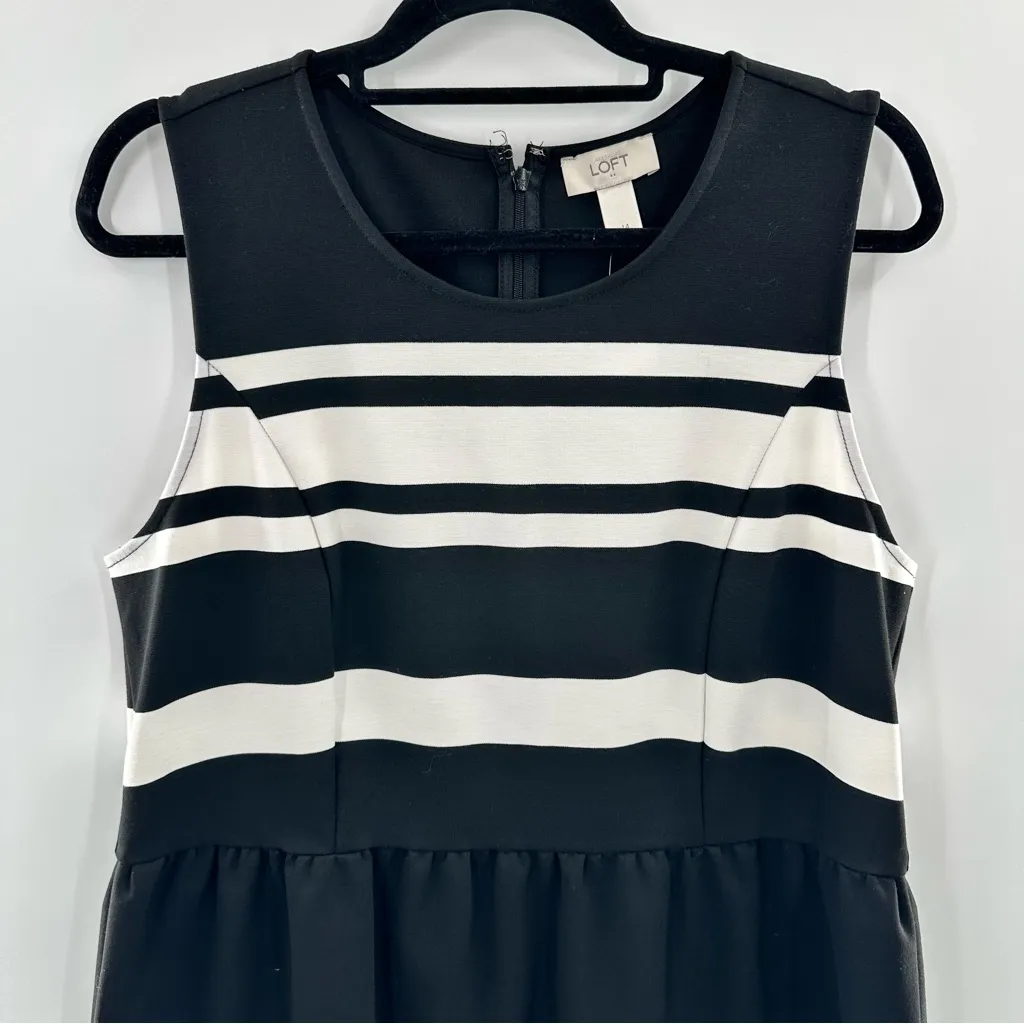 Loft NWT Black & White Striped Fit & Flare Sleeveless Midi Dress - Image 2