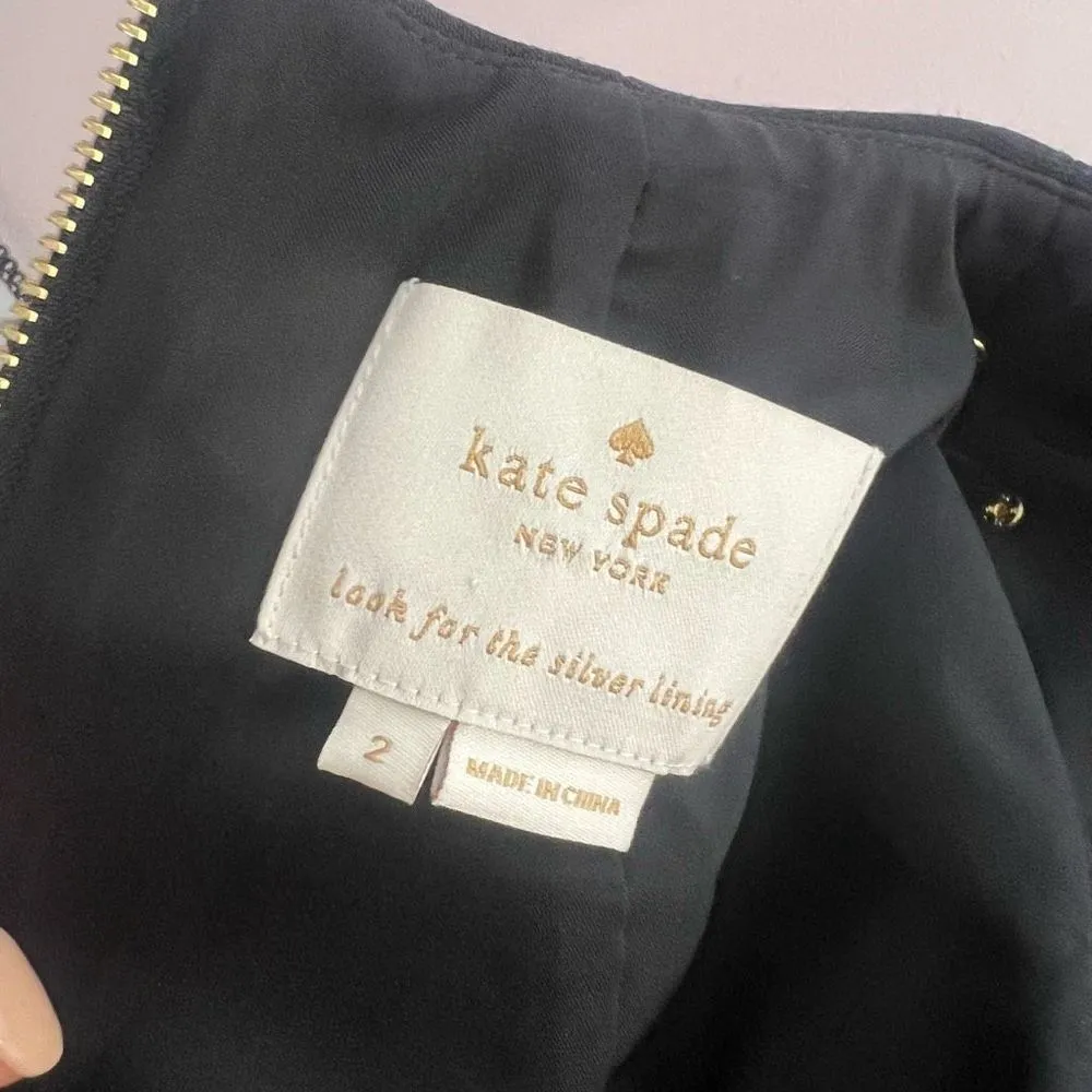 Kate spade black sleeveless rear gold zipper A-line dress size 2 - Image 10