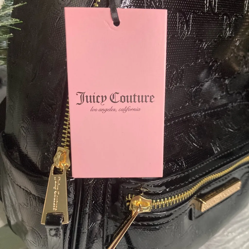 Juicy Couture™ Black Patent Mini Backpack with Logo Straps & Coin Pouch - Image 8