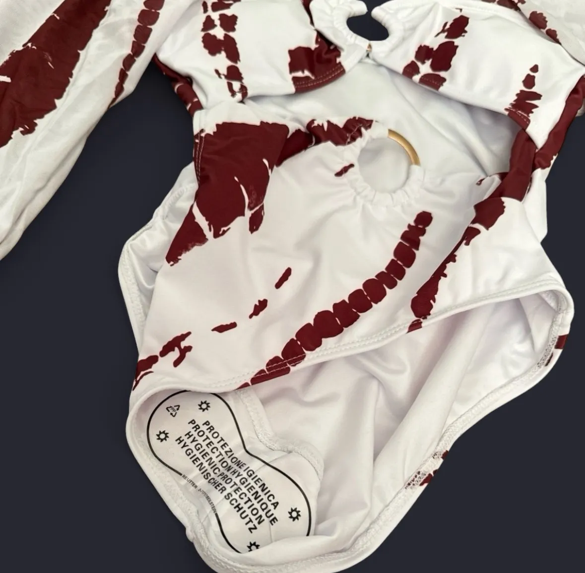 Chic White & Brown One Piece Swimsuit With Bold Cutouts - Image 12