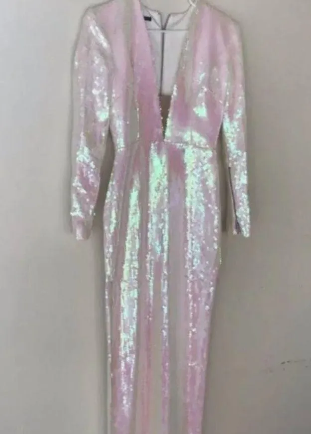 Alex Perry Emmet Sequin V Neck Gown Size 4 - Image 9