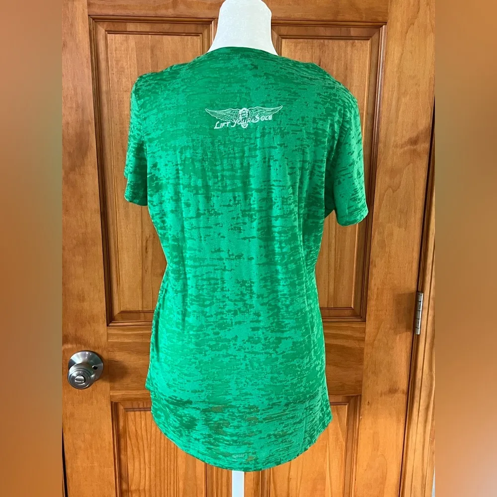 Lift Your Sole Green and Yellow Running Short Sleeve Tee - Image 3