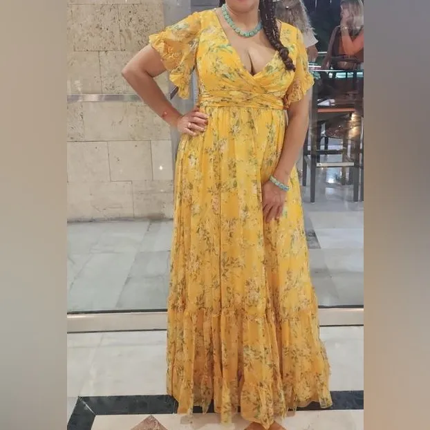 IEENA FOR MAC DUGGAL Flounce Sleeve Floral Maxi Dress - Image 5