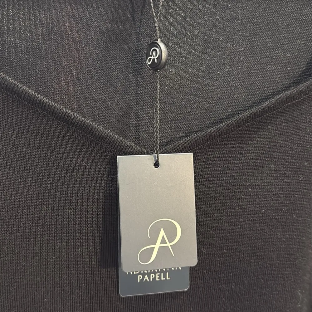 ADRIANNA PAPELL Black 3/4 Chiffon Sleeve Blouse with Sweetheart Neckline-Large - Image 4