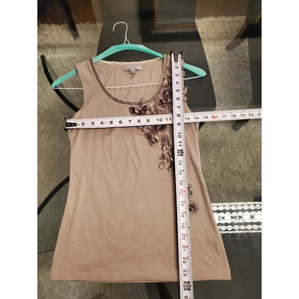 Classiques Entier Women's Beige Silk Ruffle Sequin Sleeveless Top Blouse XS - Image 11