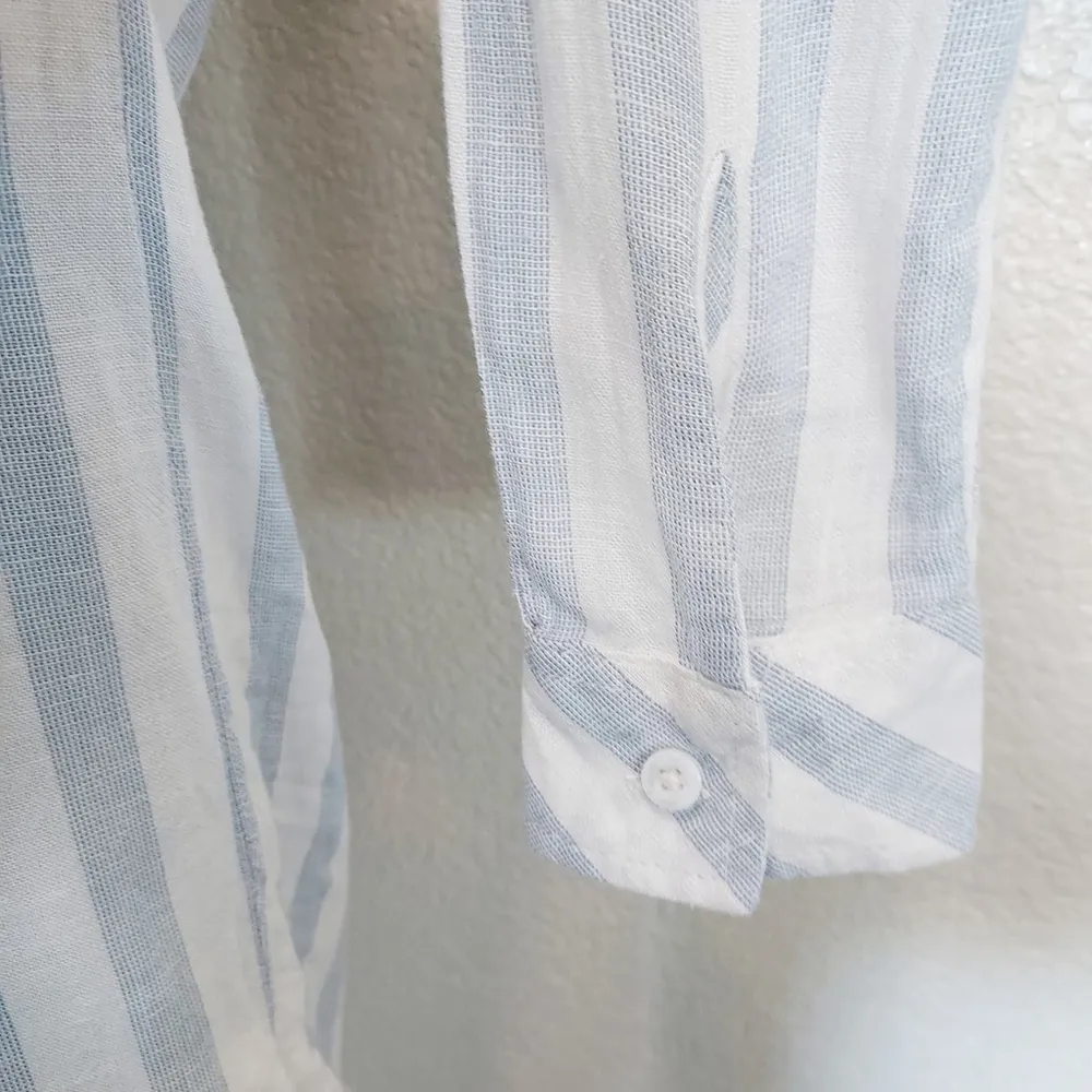 Thread & Supply Blue & White Striped Button Up Size XS - Image 6