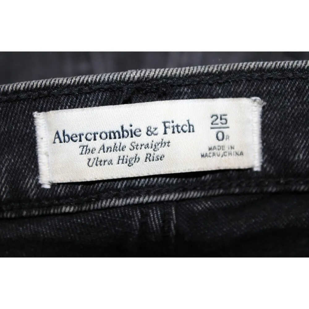 Abercrombie & Fitch Ankle Straight Ultra High Rise Black Denim Jeans Size 25 0 - Image 3