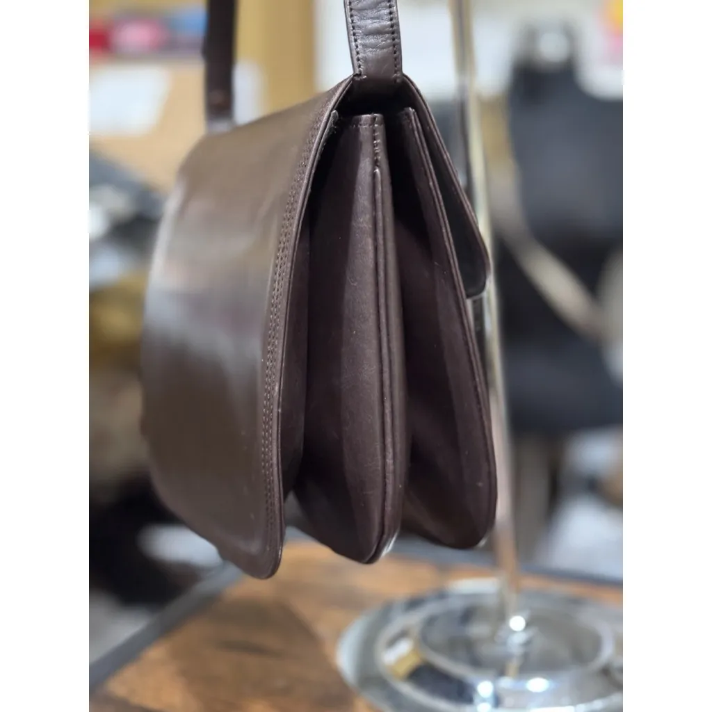 Yves Saint Laurent Vintage Brown Leather Flap Bag 1970-1980 - Image 3