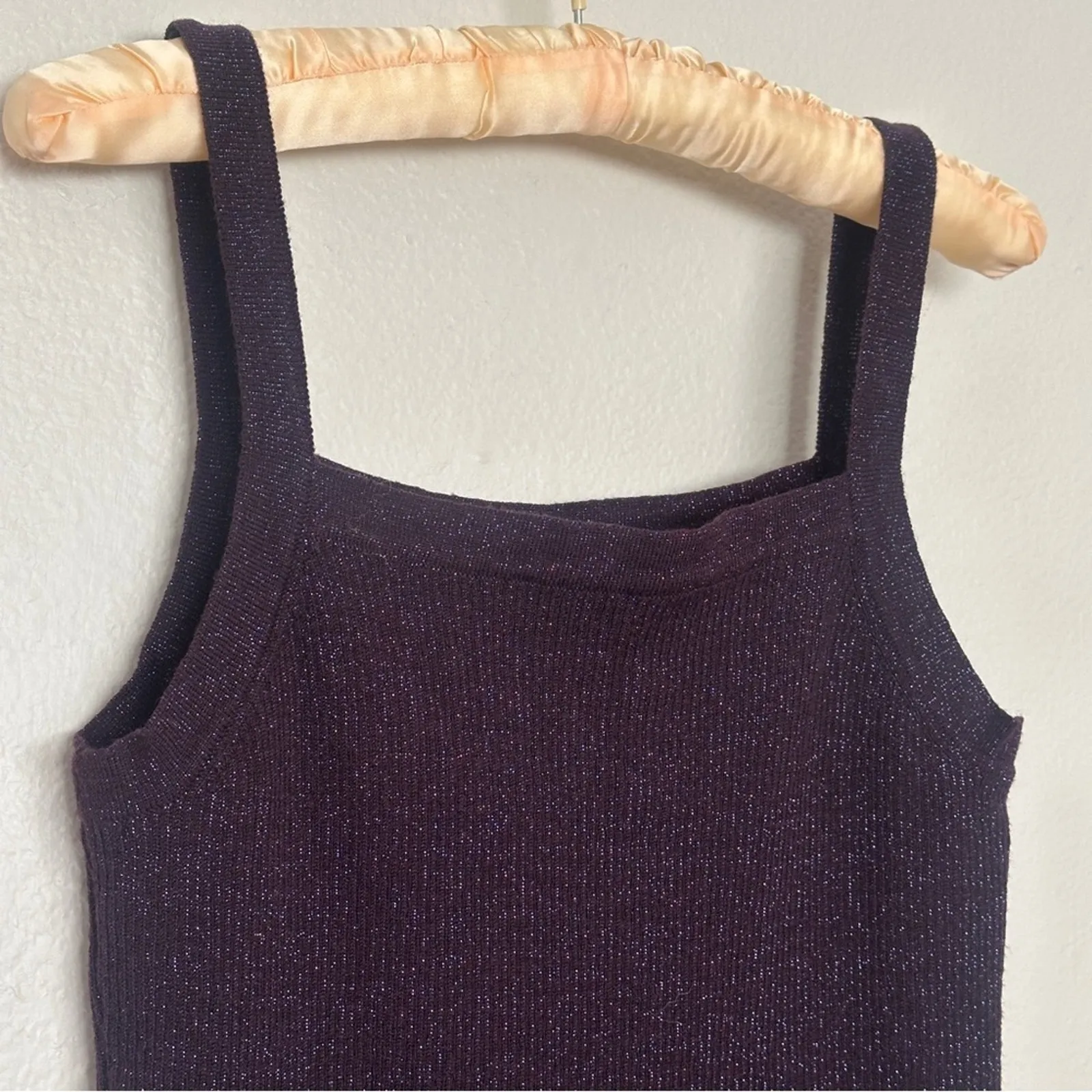 Vintage Dana Buchman Eggplant Purple Wool Knit Metallic Women's Tank Top Fairy - Image 10