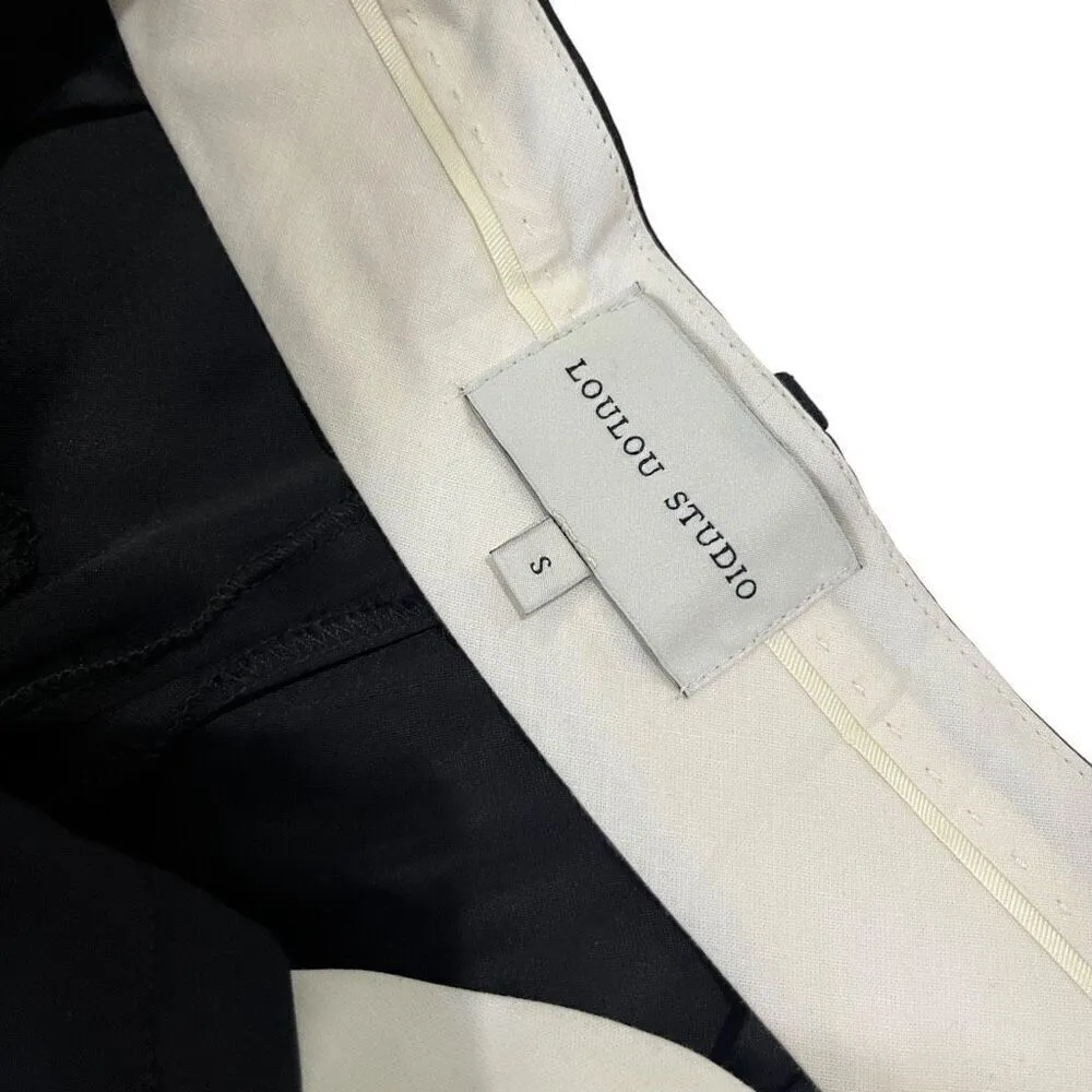 Loulou Studio Carmel Cargo Wide‎ Leg Pant in Black - Image 8