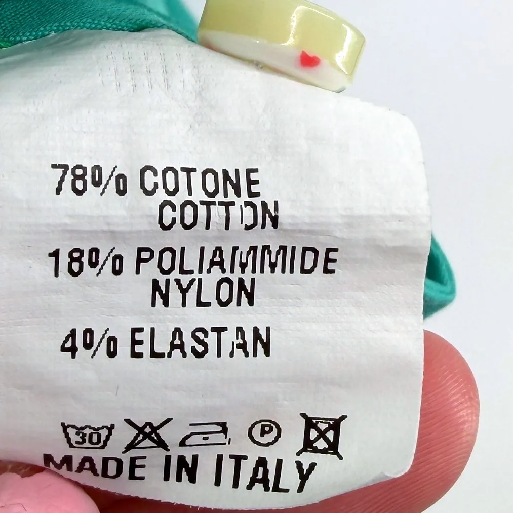 Sara Roka Teal Ruched Collared Button Up Mini Dress Medium Italy Designer Luxury Green - Image 7