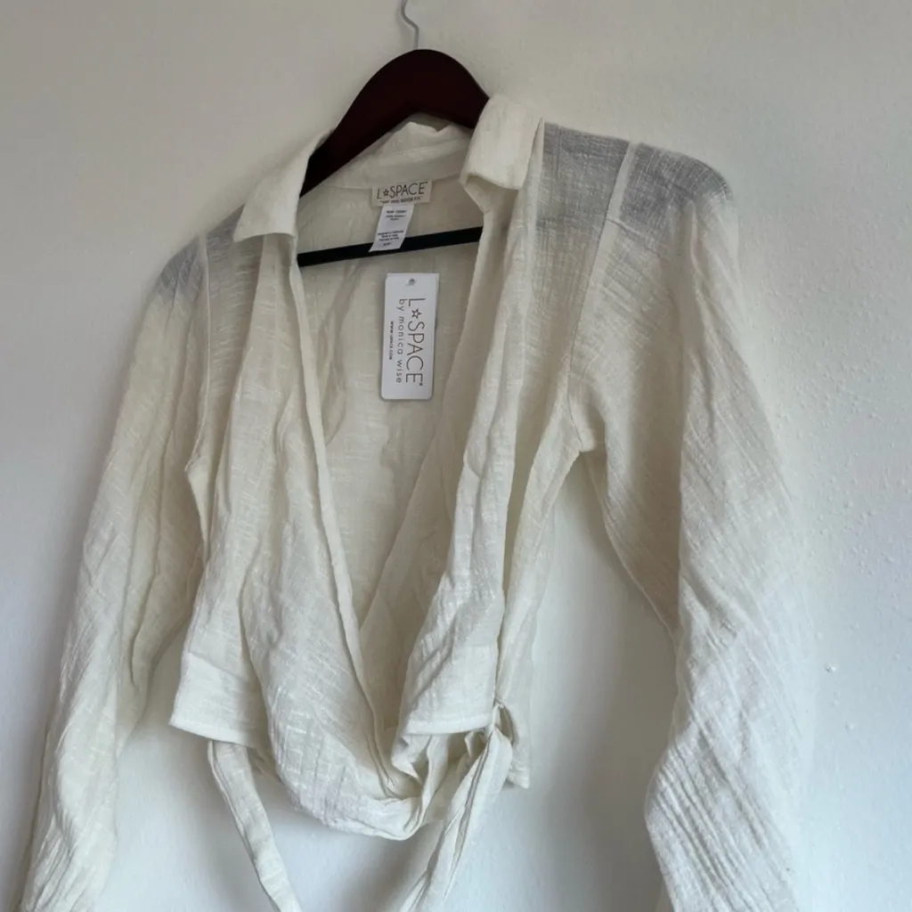L*Space Cream Textured Blouse - Image 8