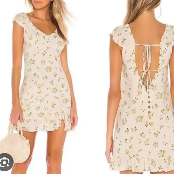 Free People Women Size Small Cactus Flower Lemon Like a Lady Mini Dress - Image 2