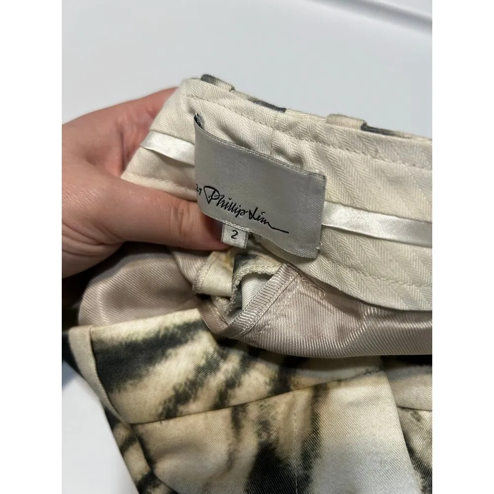 3.1 Phillip Lim Olive Green & Cream Woodgrain Printed Cropped Chino Pant - Image 6