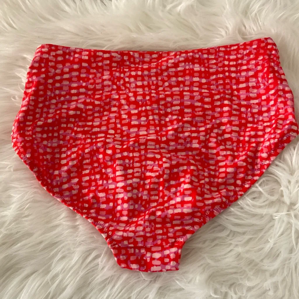 Athleta  Red Patterned High-Waisted Bikini Bottoms - Image 2