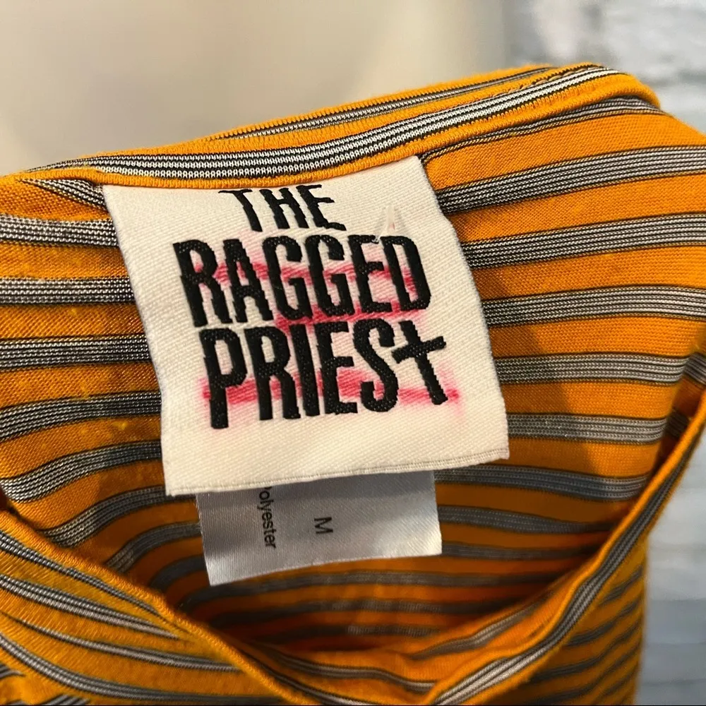 “Hey Girl” Women’s M Orange Stripe Short Sleeve Fitted Shirt - Image 7