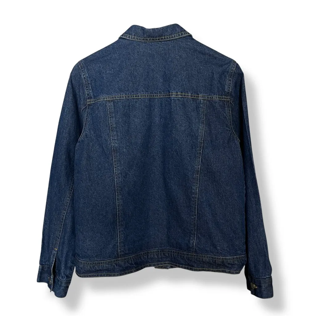Embroidered Jean Jacket Autumn Colors Dark Wash Denim Women Size Small Fall‎ - Image 3