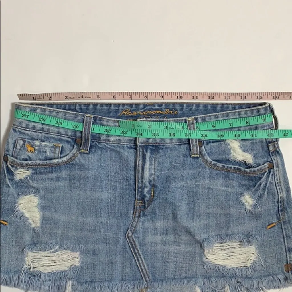 Abercrombie & Fitch Distressed Jean Denim Skirt - Image 5