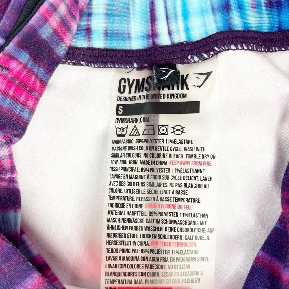 Gymshark Elevate High Rise Crop Leggings Bright Purple Blue Streaks Size Small - Image 6