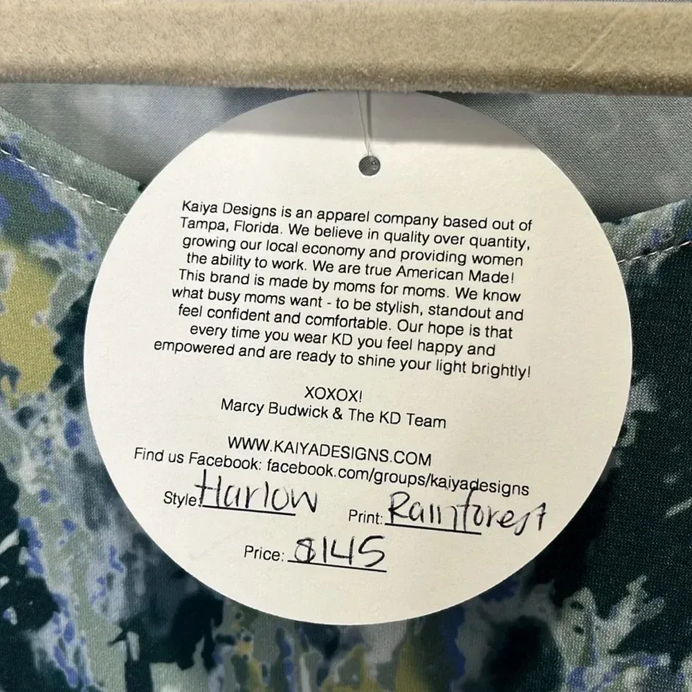 Rare NWT boutique dress rainforest print dress ruffle sleeves ruffle hem layered Blue Size XS - Image 8