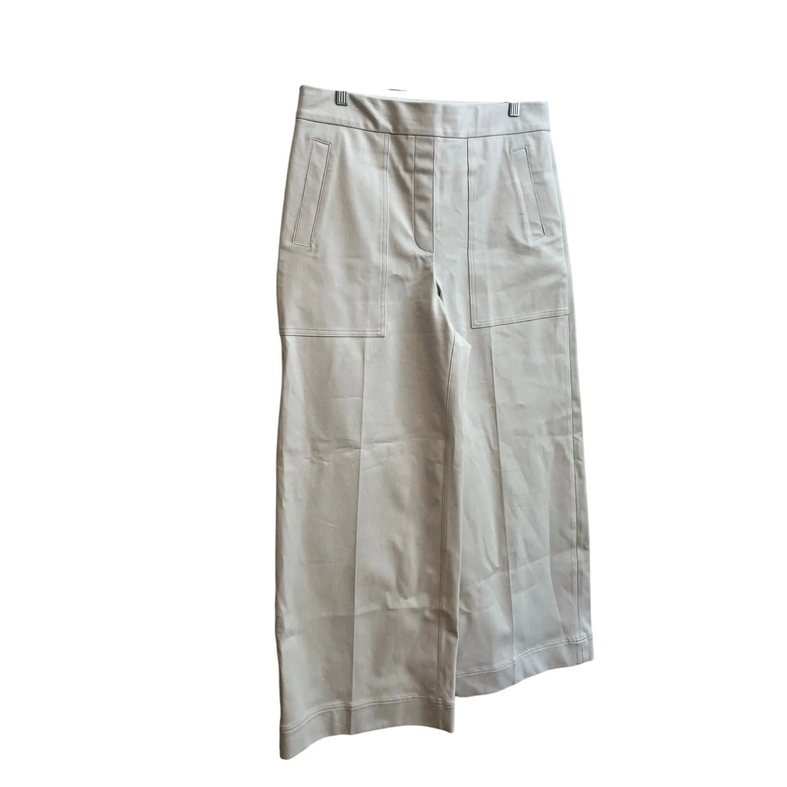 Spanx On the Go Wide-Leg Cotton Pull On Stretch White Pants Size: Large - Image 3