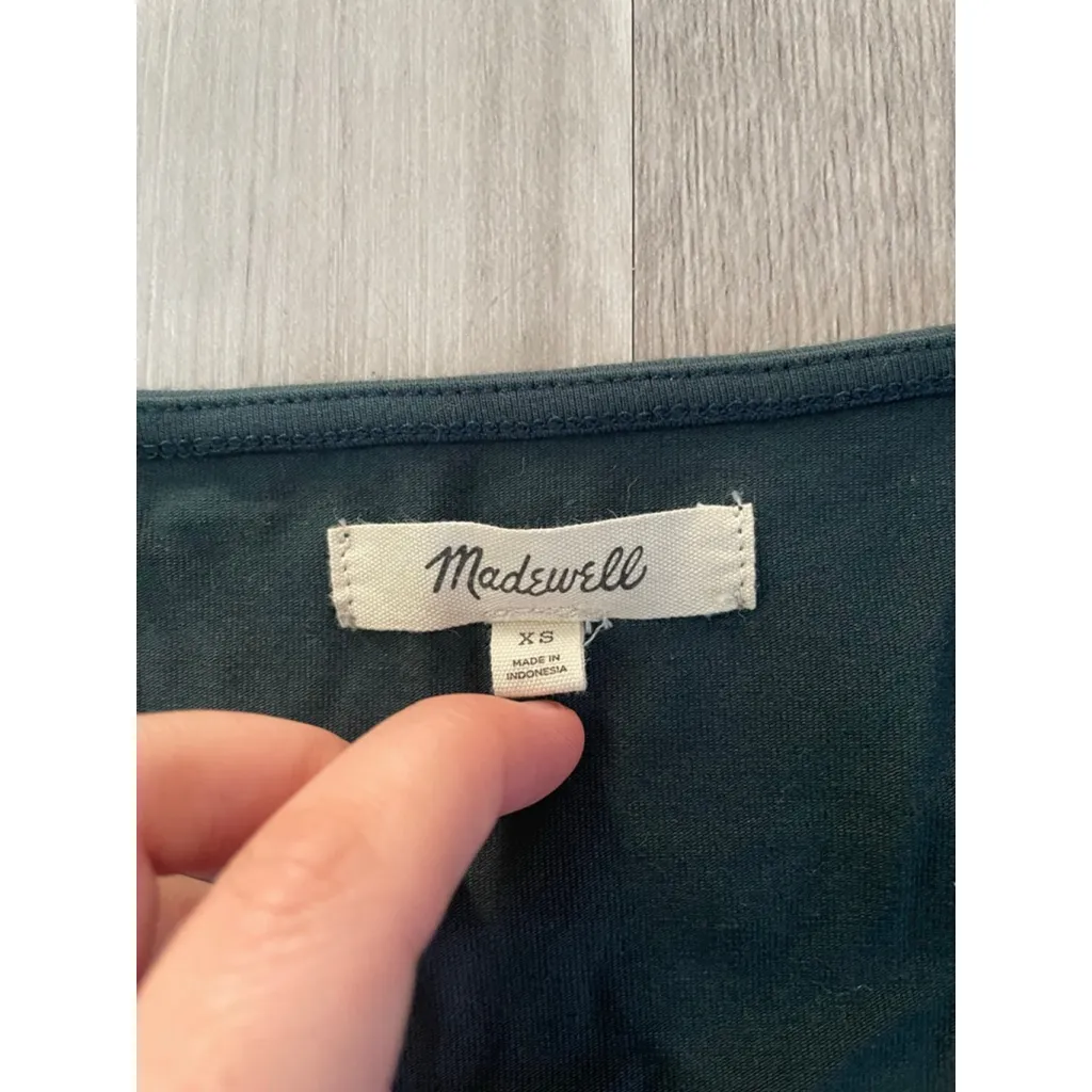 Madewell Twist Front Long Sleeve Top Green XS Fitted V-Neck ~ Size XS - Image 5