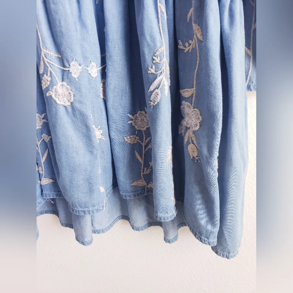 Versona Embroidered Chambray Long Sleeve Dress - Image 5